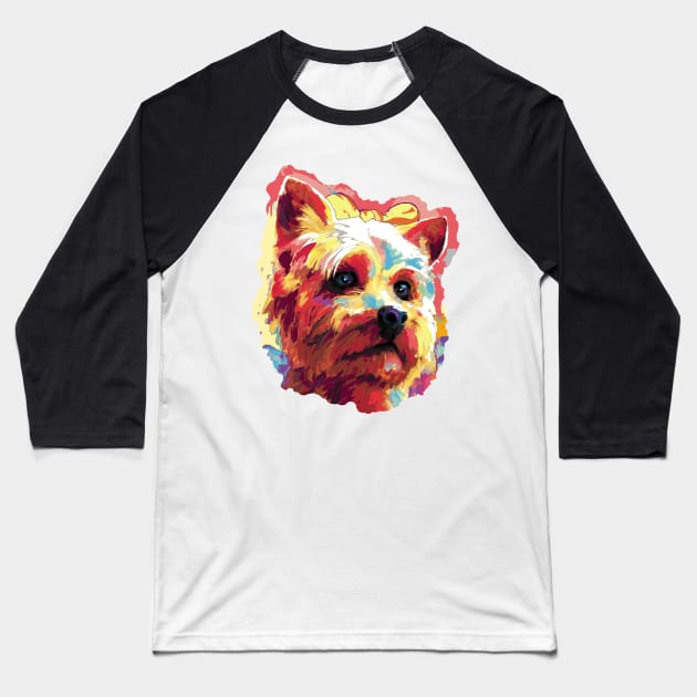 Yorkshire Terrier Dog Baseball T-Shirt by mailsoncello